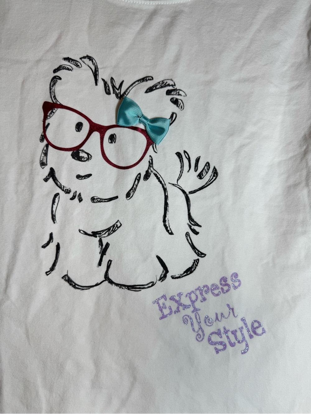 American Girl Graphic Tee with Dog and Glasses Express Your Style - Picture 2 of 8